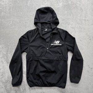 New Balance Black Hooded Half-Zip Pullover with White Logo